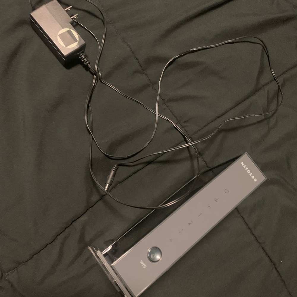 Netgear Black WiFi Router with Adapter